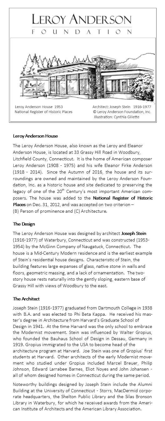 Leroy Anderson House, Woodbury Connecticut, Home of American Composer